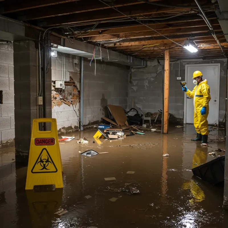 Flooded Basement Electrical Hazard in Drumright, OK Property